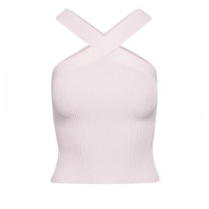 Aritzia Babaton Sculpt Knit Criss Cross tank #98051 Color Halo pink Size S